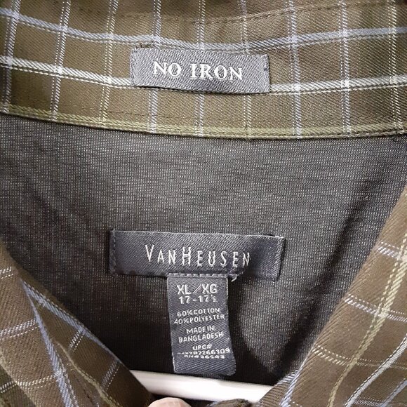 Van Heusen Mens Shirt Size XL 17-17.5 Long Sleeve Button Down Easy Care No Iron - Picture 4 of 8